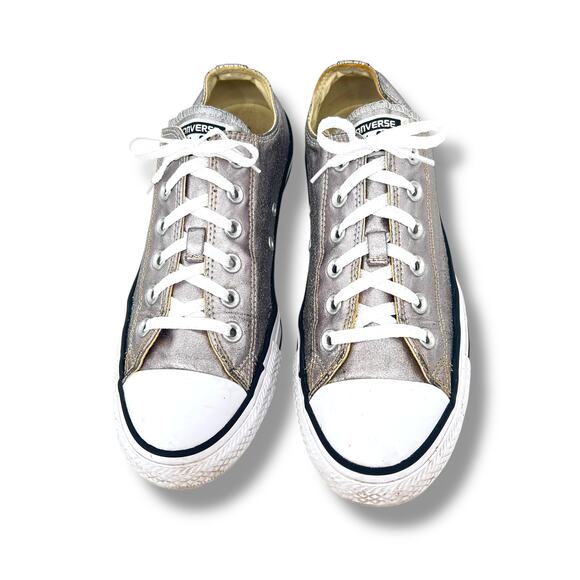 CONVERSE Silver Lame' All Stars Sneakers M7/W9  Rocker Rave Indie Kitschy - Picture 2 of 9